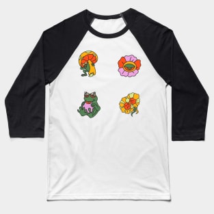 Psychedelic Vintage Frog Sticker Pack Baseball T-Shirt